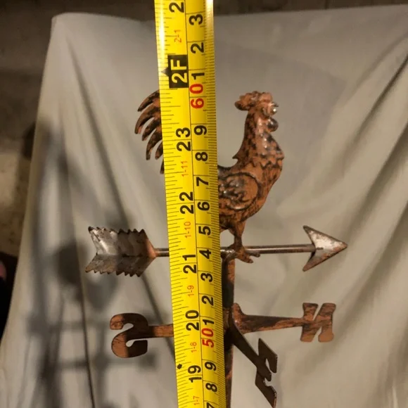 2 foot tall  Rooster Weather Vane candle holder all metal tin - Picture 10 of 11